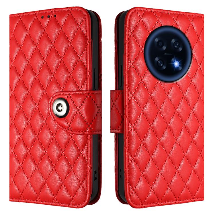 For OPPO A6 GT 5G Rhombic Texture Flip Leather Phone Case with Lanyard