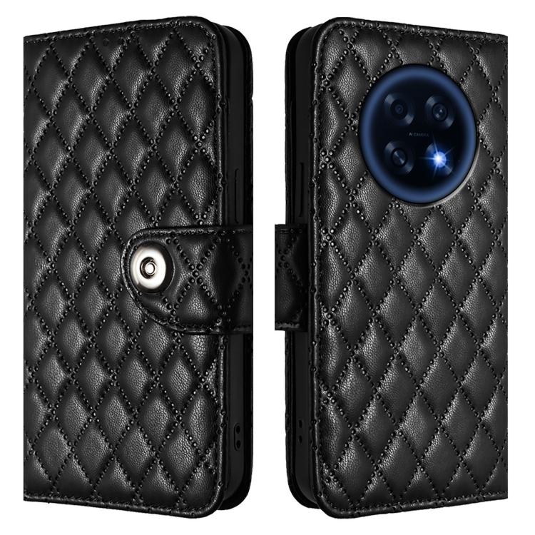 For OPPO A6 GT 5G Rhombic Texture Flip Leather Phone Case with Lanyard