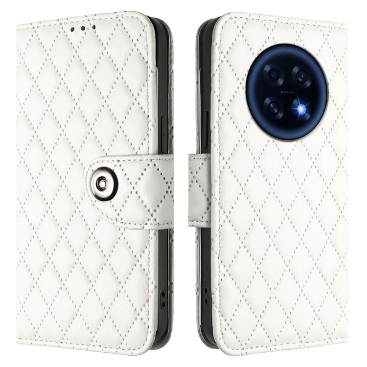 For OPPO A6 GT 5G Rhombic Texture Flip Leather Phone Case with Lanyard