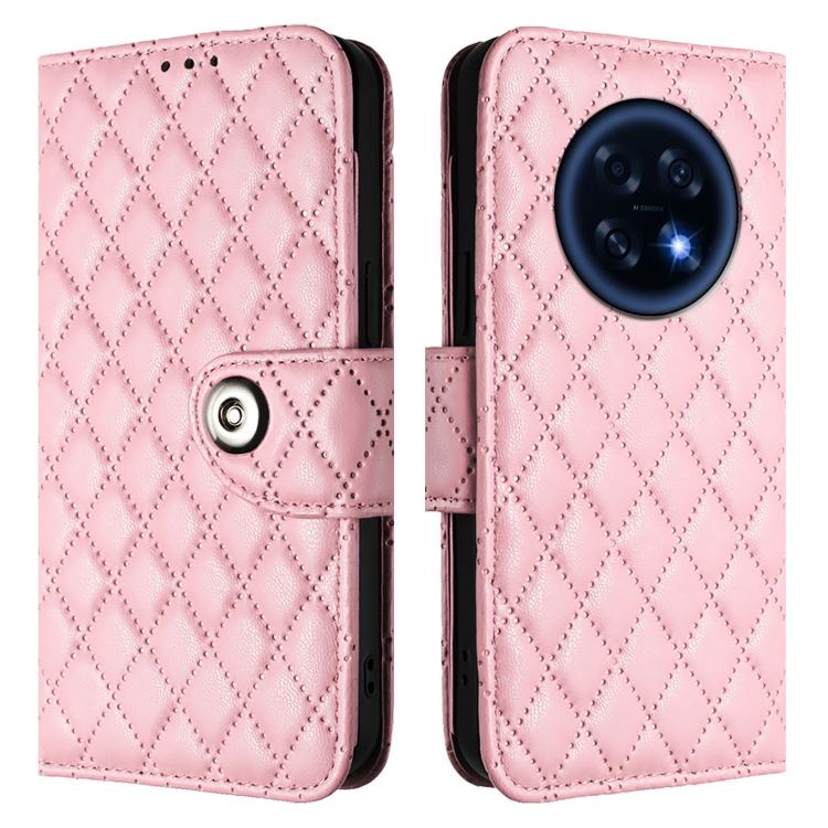 For OPPO A6 GT 5G Rhombic Texture Flip Leather Phone Case with Lanyard