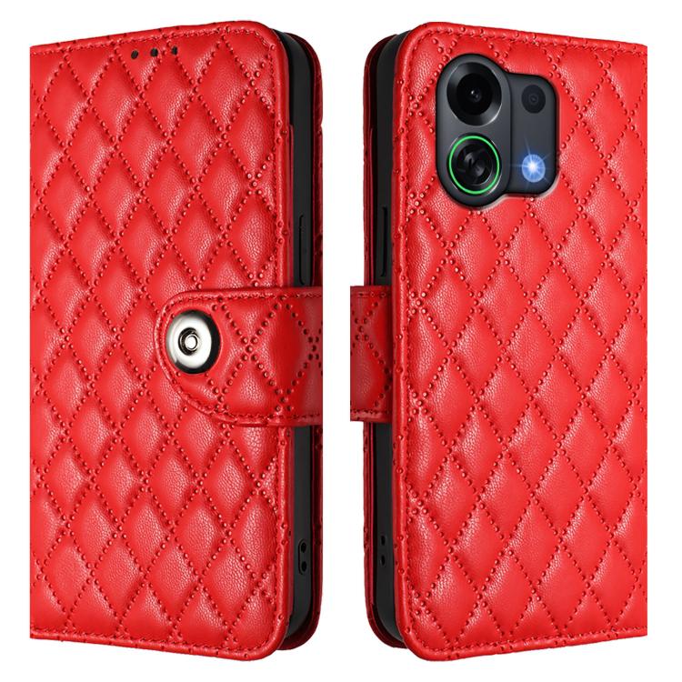For OPPO K13 Turbo 5G Rhombic Texture Flip Leather Phone Case with Lanyard