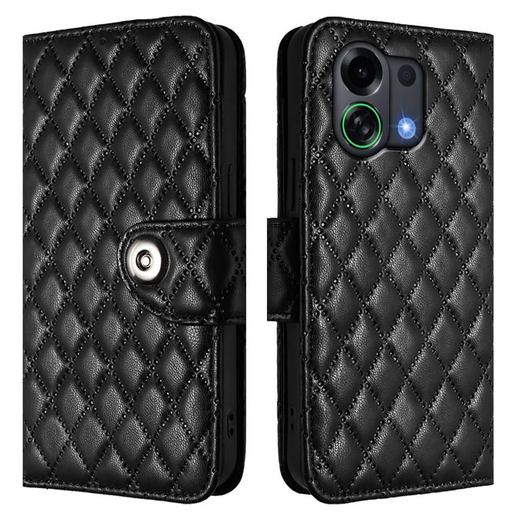 For OPPO K13 Turbo 5G Rhombic Texture Flip Leather Phone Case with Lanyard