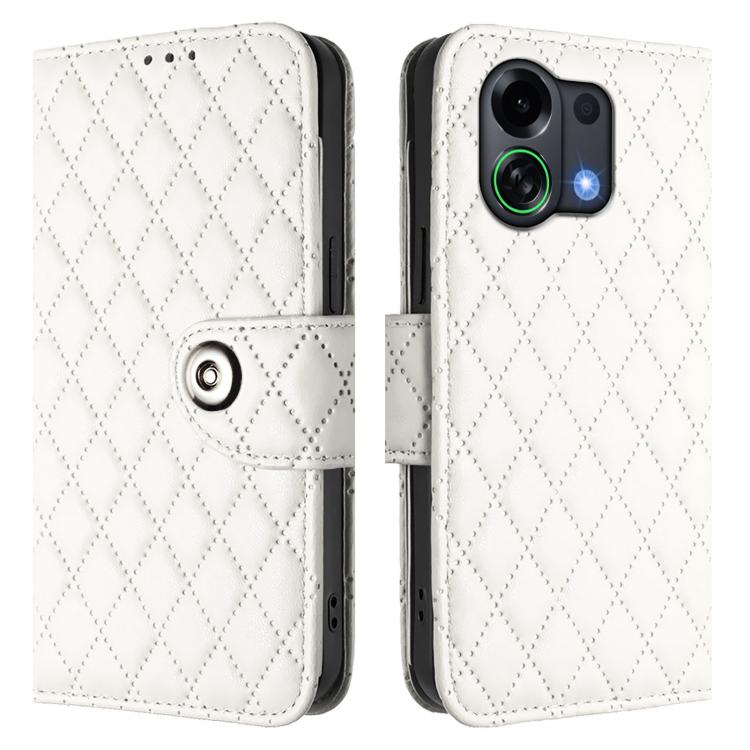 For OPPO K13 Turbo 5G Rhombic Texture Flip Leather Phone Case with Lanyard