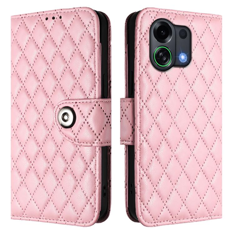 For OPPO K13 Turbo 5G Rhombic Texture Flip Leather Phone Case with Lanyard