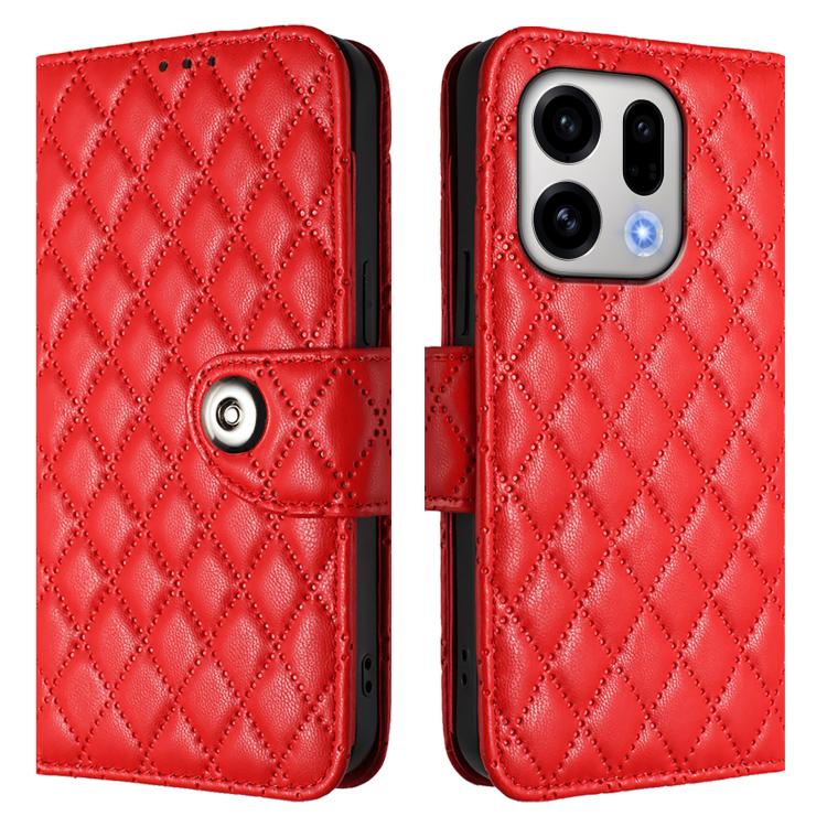 For OPPO Find X9 Rhombic Texture Flip Leather Phone Case with Lanyard