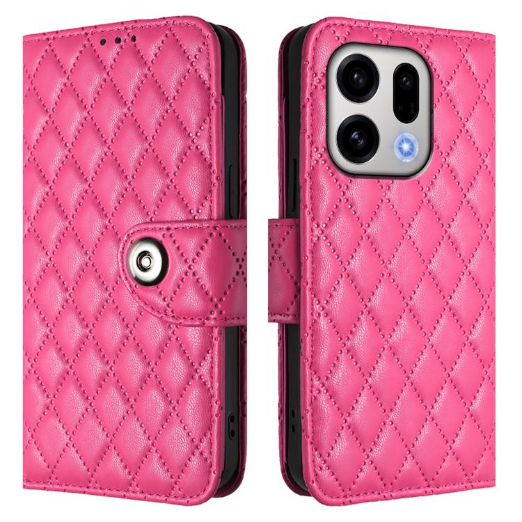For OPPO Find X9 Rhombic Texture Flip Leather Phone Case with Lanyard