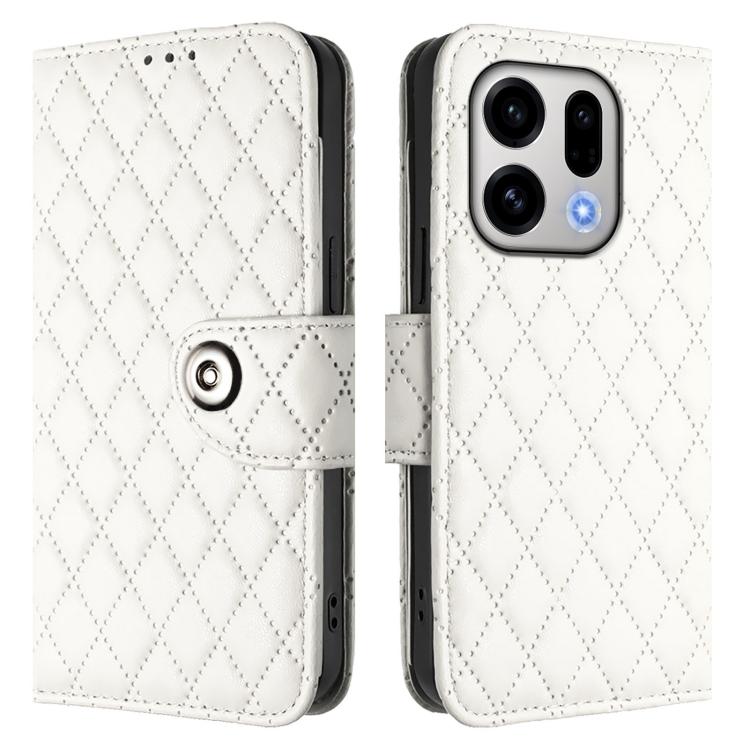 For OPPO Find X9 Rhombic Texture Flip Leather Phone Case with Lanyard