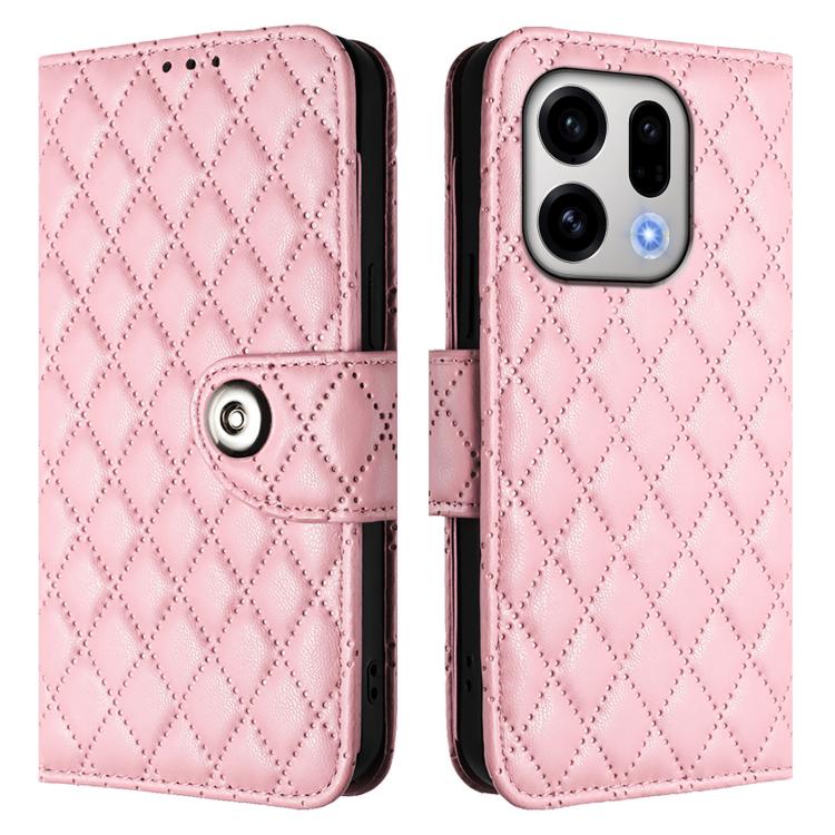 For OPPO Find X9 Rhombic Texture Flip Leather Phone Case with Lanyard