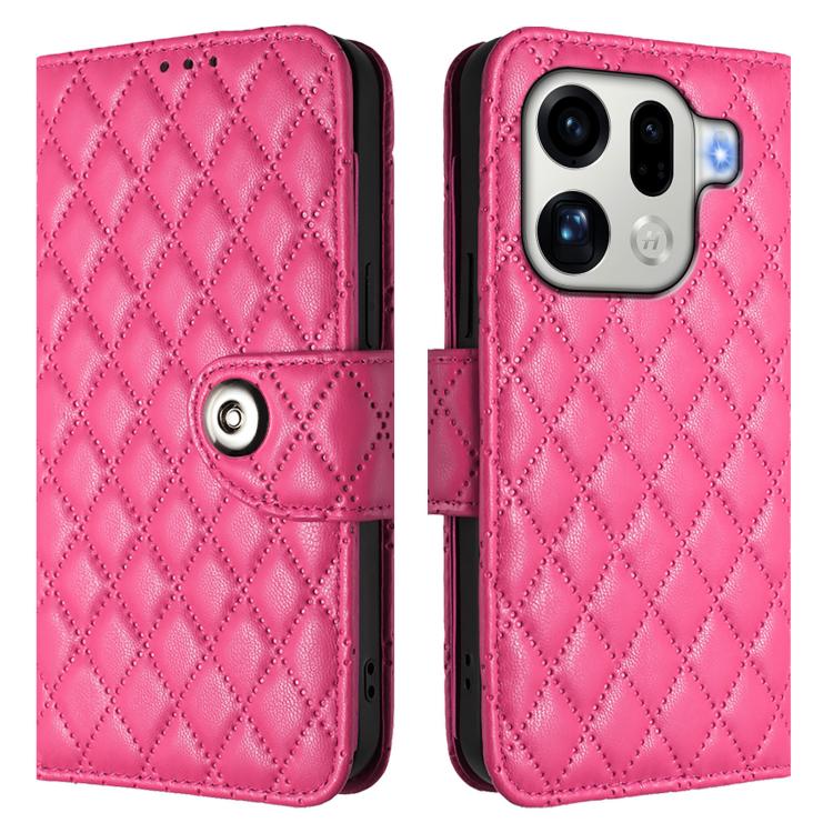 For OPPO Find X9 Pro Rhombic Texture Flip Leather Phone Case with Lanyard