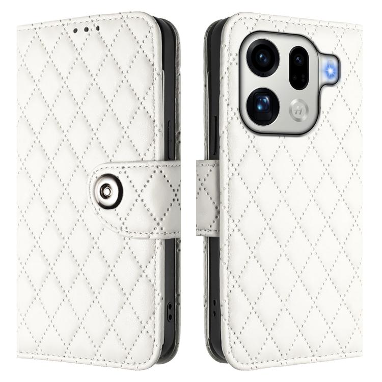 For OPPO Find X9 Pro Rhombic Texture Flip Leather Phone Case with Lanyard