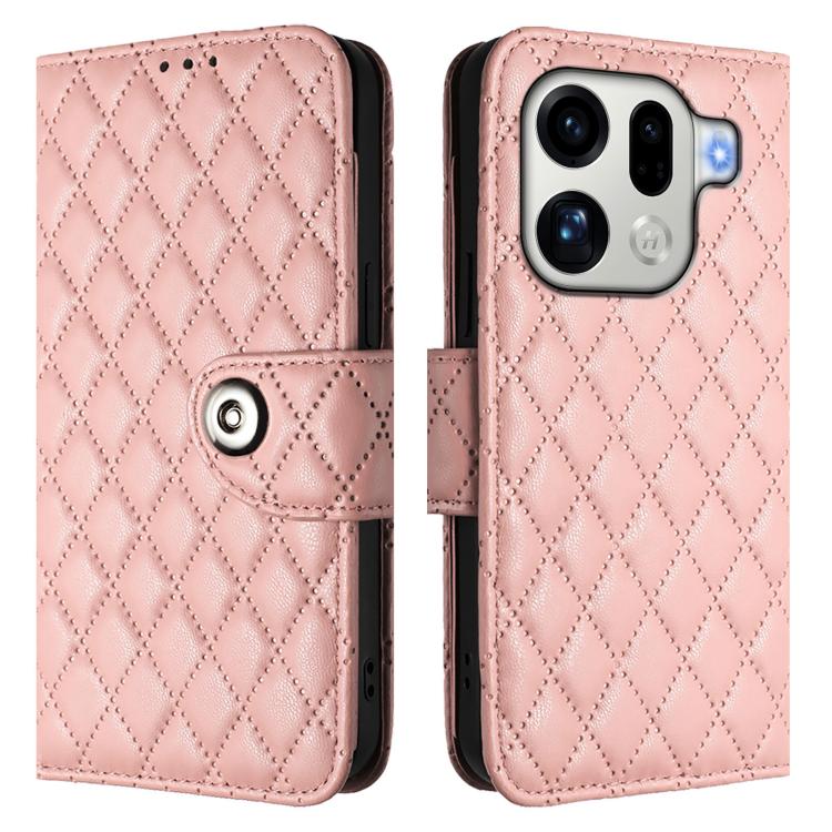 For OPPO Find X9 Pro Rhombic Texture Flip Leather Phone Case with Lanyard