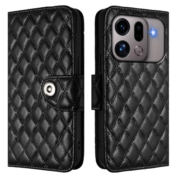 For OPPO Find X9s Pro 5G Rhombic Texture Flip Leather Phone Case with Lanyard