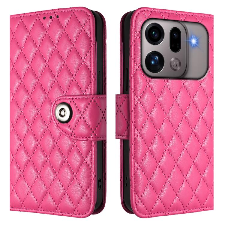 For OPPO Find X9s Pro 5G Rhombic Texture Flip Leather Phone Case with Lanyard