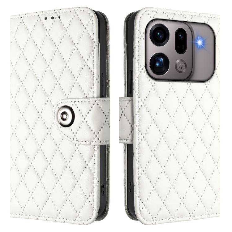 For OPPO Find X9s Pro 5G Rhombic Texture Flip Leather Phone Case with Lanyard