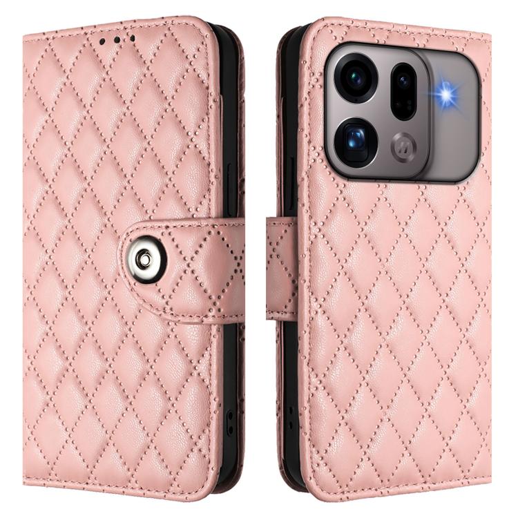 For OPPO Find X9s Pro 5G Rhombic Texture Flip Leather Phone Case with Lanyard