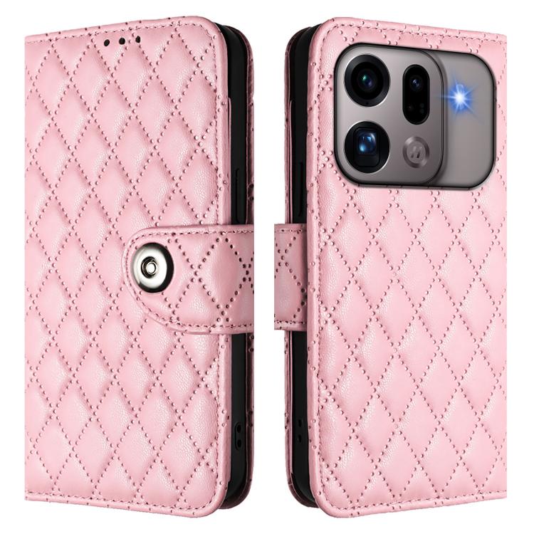 For OPPO Find X9s Pro 5G Rhombic Texture Flip Leather Phone Case with Lanyard