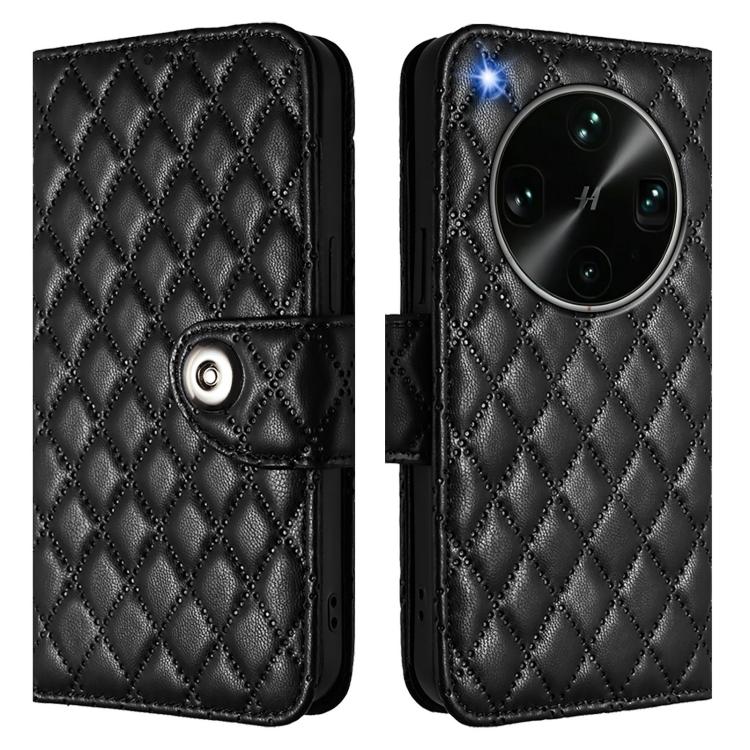 For OPPO Find X9 Ultra Rhombic Texture Flip Leather Phone Case with Lanyard