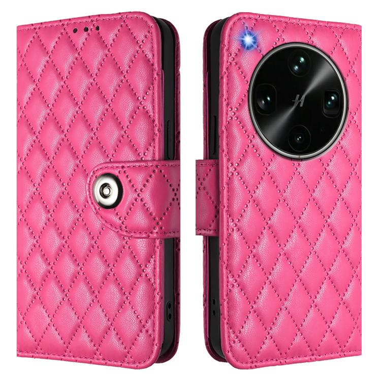 For OPPO Find X9 Ultra Rhombic Texture Flip Leather Phone Case with Lanyard