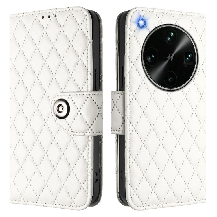 For OPPO Find X9 Ultra Rhombic Texture Flip Leather Phone Case with Lanyard