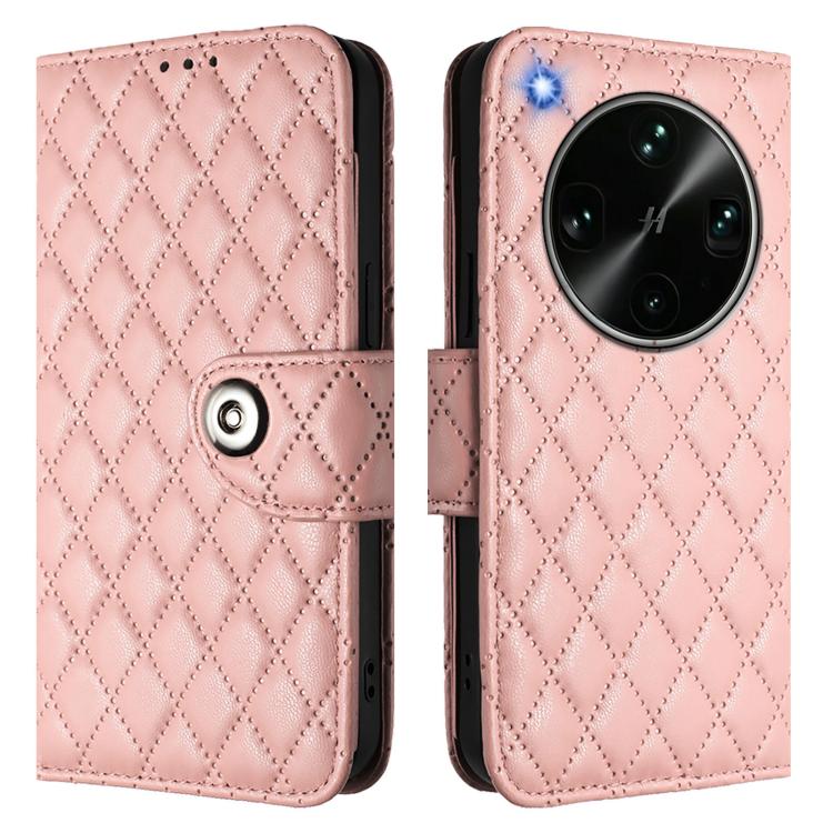 For OPPO Find X9 Ultra Rhombic Texture Flip Leather Phone Case with Lanyard
