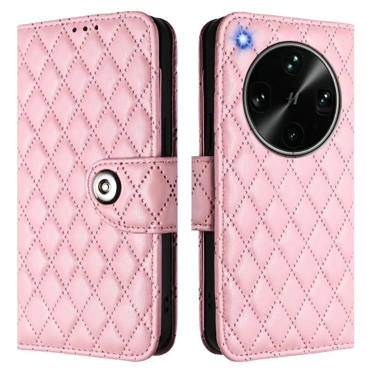 For OPPO Find X9 Ultra Rhombic Texture Flip Leather Phone Case with Lanyard