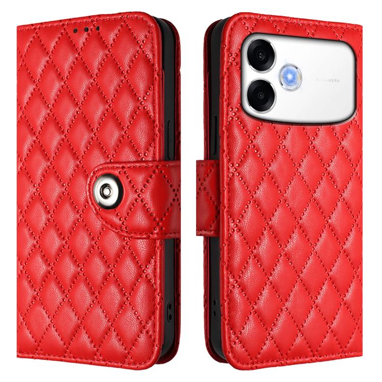 For OPPO A6s Pro 4G Rhombic Texture Flip Leather Phone Case with Lanyard