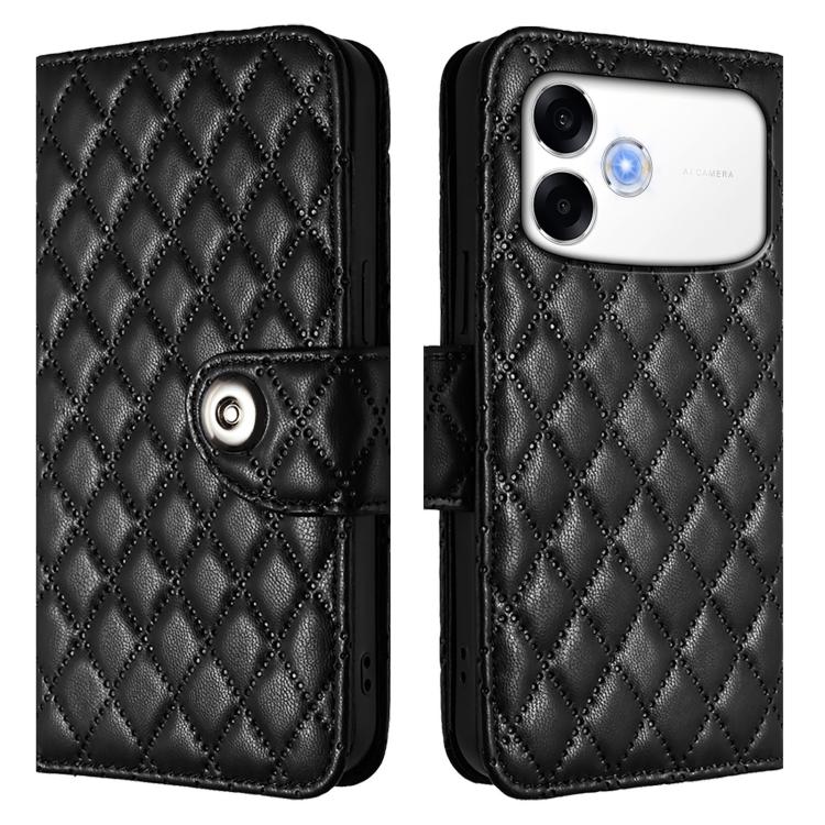 For OPPO A6s Pro 4G Rhombic Texture Flip Leather Phone Case with Lanyard
