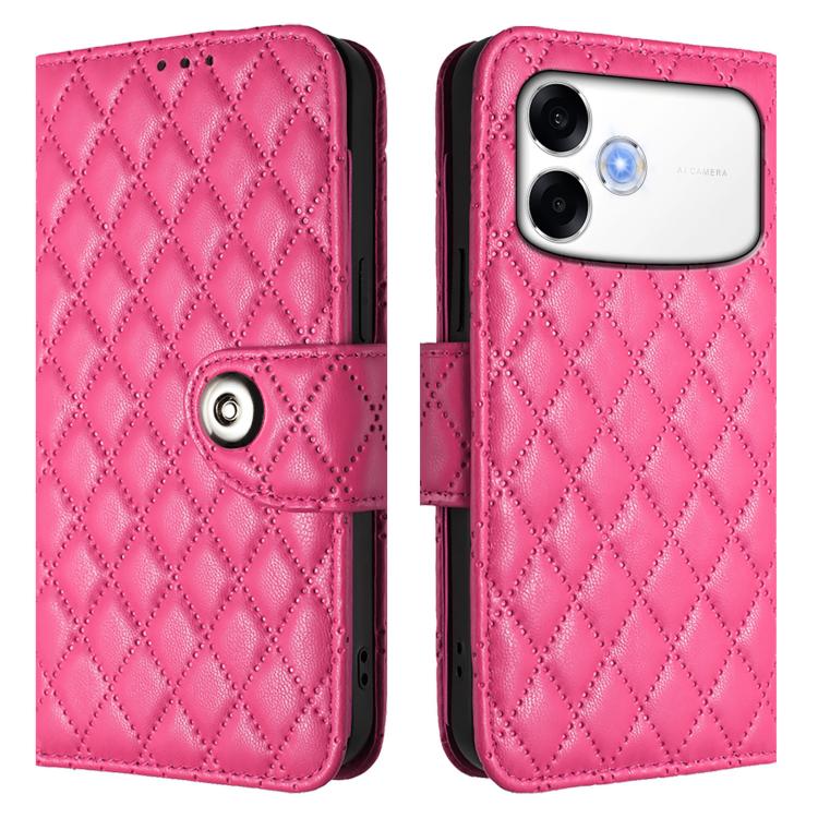 For OPPO A6s Pro 4G Rhombic Texture Flip Leather Phone Case with Lanyard
