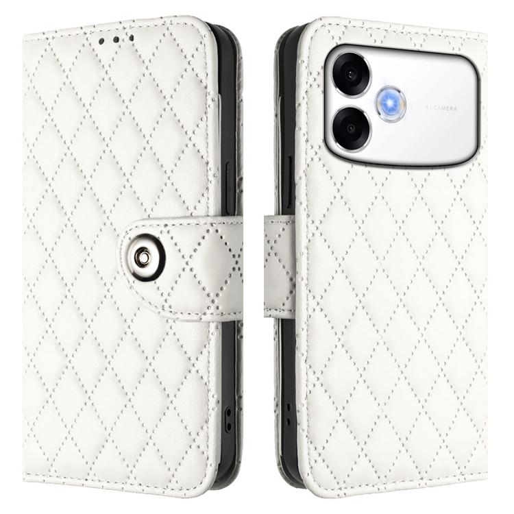 For OPPO A6s Pro 4G Rhombic Texture Flip Leather Phone Case with Lanyard