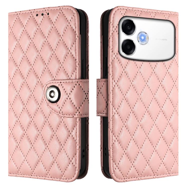 For OPPO A6s Pro 4G Rhombic Texture Flip Leather Phone Case with Lanyard