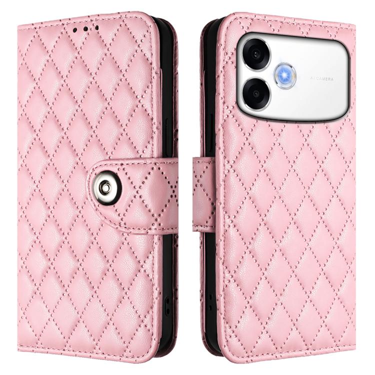 For OPPO A6s Pro 4G Rhombic Texture Flip Leather Phone Case with Lanyard