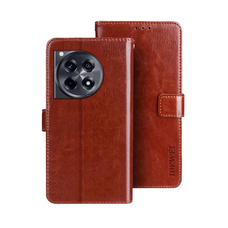 For OnePlus 12R idewei Crazy Horse Texture Leather Phone Case