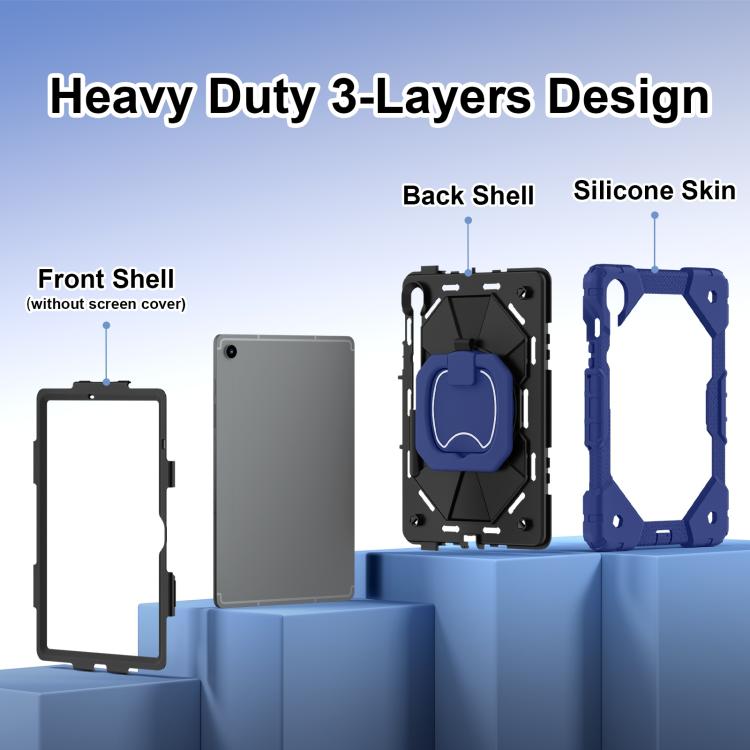 For Samsung Galaxy Tab S10 FE / S9 Contrast Color Robot Silicone Hybrid PC Tablet Case