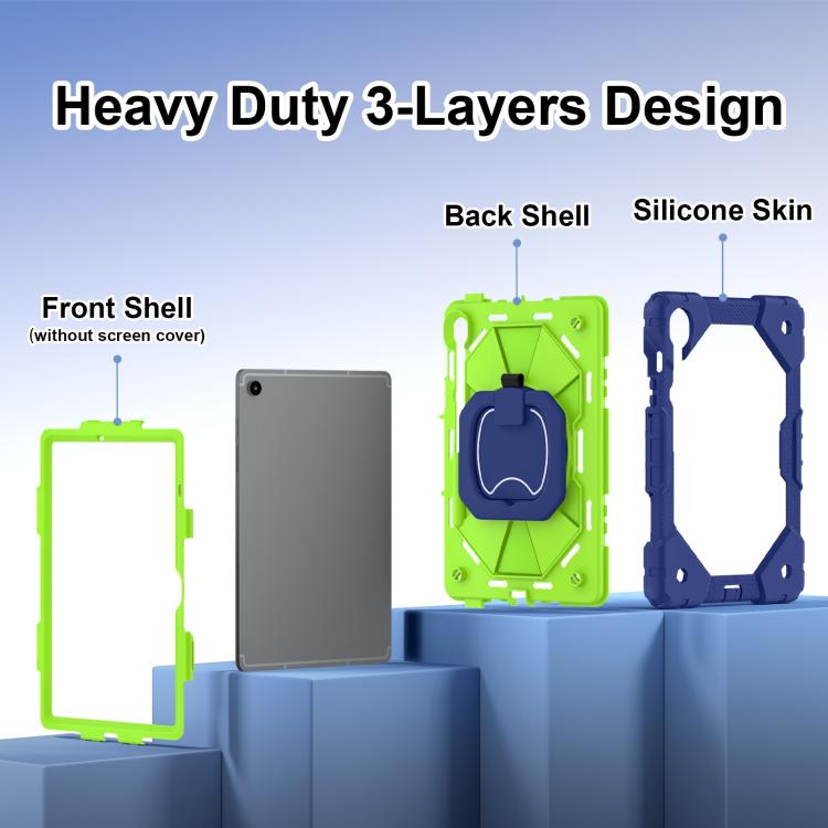 For Samsung Galaxy Tab S10 FE / S9 Contrast Color Robot Silicone Hybrid PC Tablet Case