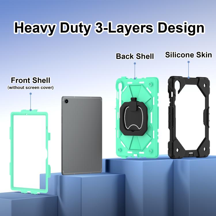 For Samsung Galaxy Tab S10 FE / S9 Contrast Color Robot Silicone Hybrid PC Tablet Case