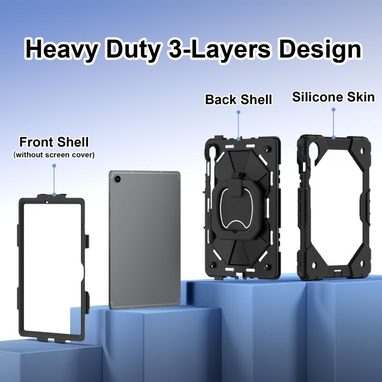 For Samsung Galaxy Tab S10 FE / S9 Contrast Color Robot Silicone Hybrid PC Tablet Case