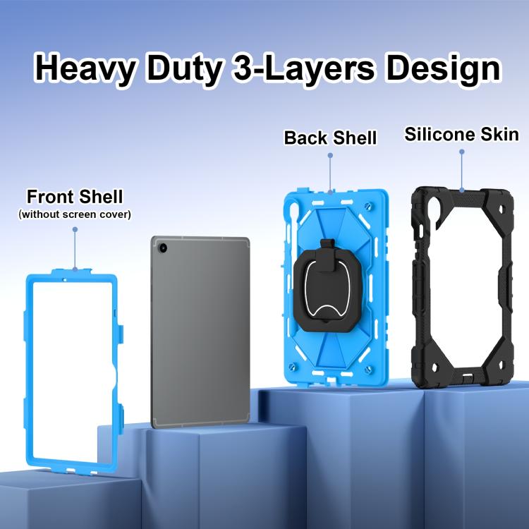 For Samsung Galaxy Tab S10 FE / S9 Contrast Color Robot Silicone Hybrid PC Tablet Case