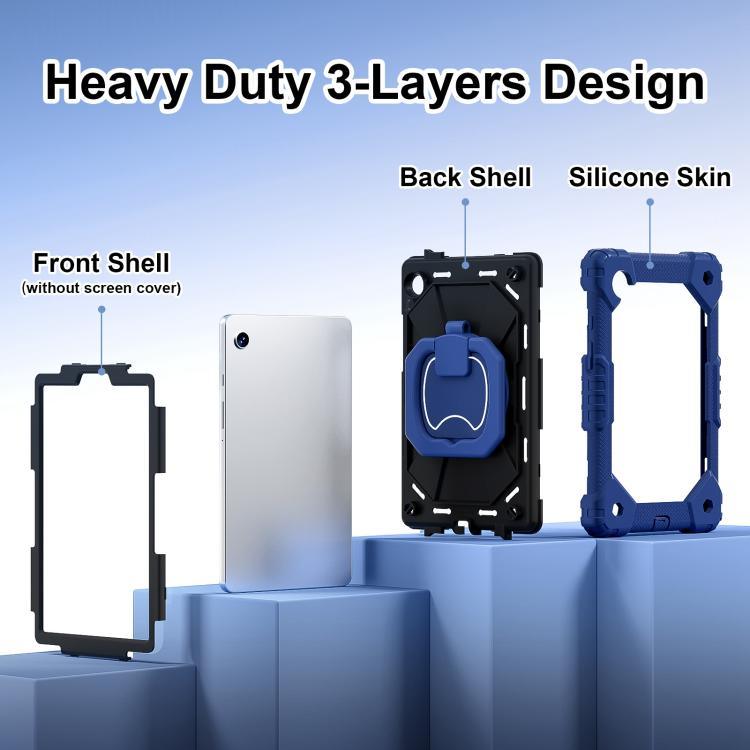 For Samsung Galaxy Tab A11 Contrast Color Robot Silicone Hybrid PC Tablet Case