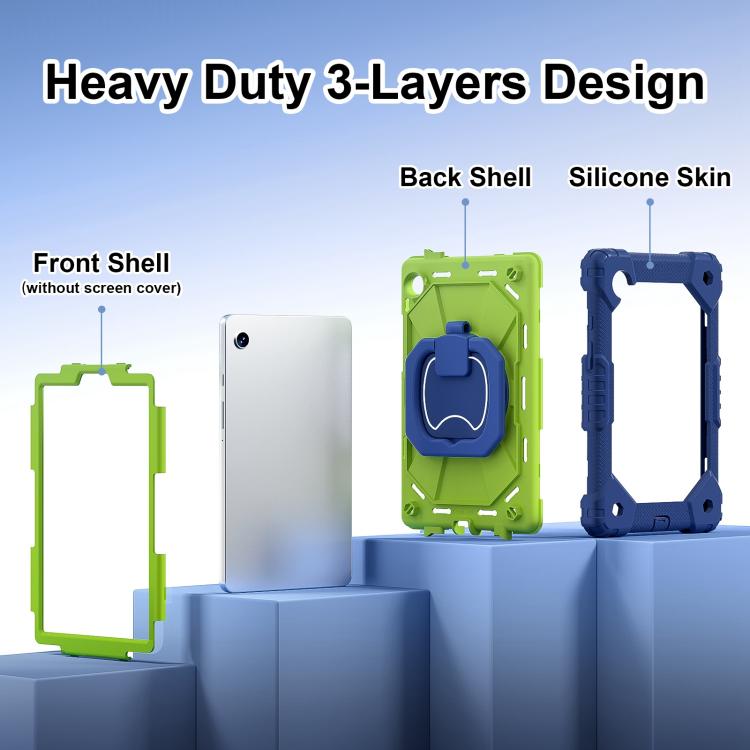 For Samsung Galaxy Tab A11 Contrast Color Robot Silicone Hybrid PC Tablet Case