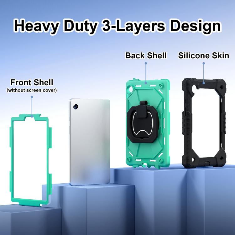 For Samsung Galaxy Tab A11 Contrast Color Robot Silicone Hybrid PC Tablet Case