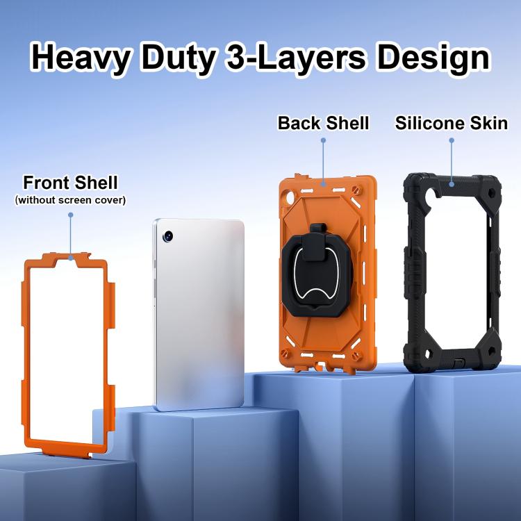 For Samsung Galaxy Tab A11 Contrast Color Robot Silicone Hybrid PC Tablet Case