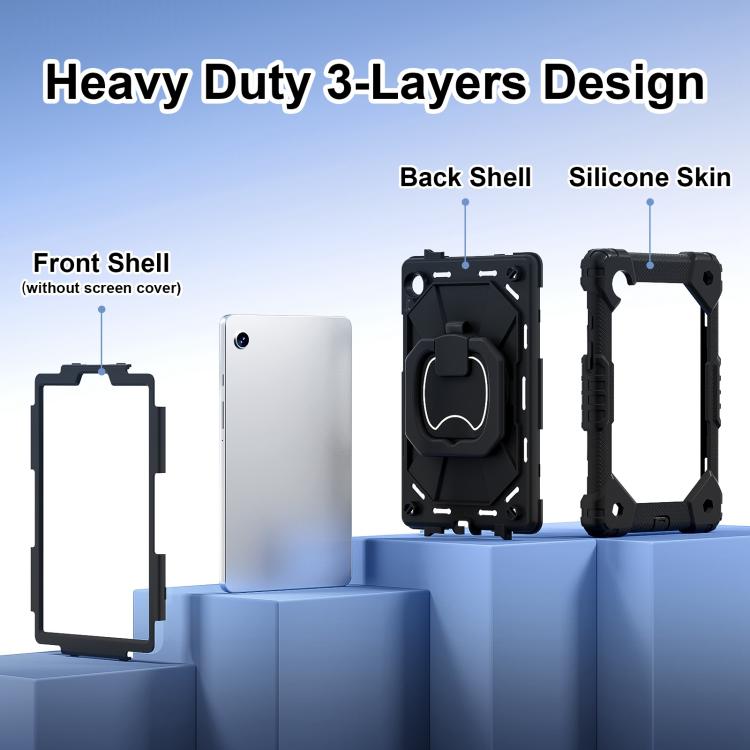 For Samsung Galaxy Tab A11 Contrast Color Robot Silicone Hybrid PC Tablet Case