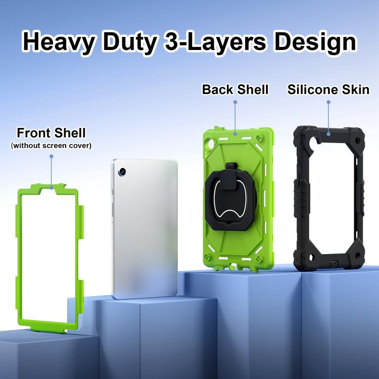 For Samsung Galaxy Tab A11 Contrast Color Robot Silicone Hybrid PC Tablet Case