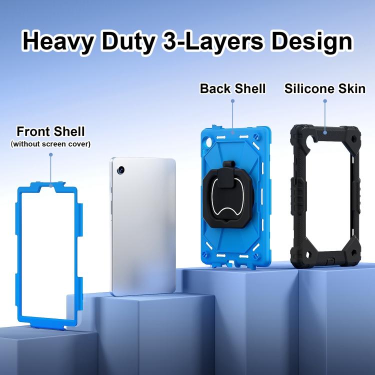 For Samsung Galaxy Tab A11 Contrast Color Robot Silicone Hybrid PC Tablet Case