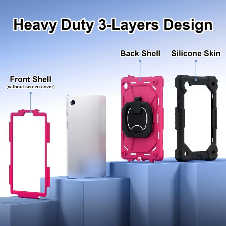 For Samsung Galaxy Tab A11 Contrast Color Robot Silicone Hybrid PC Tablet Case