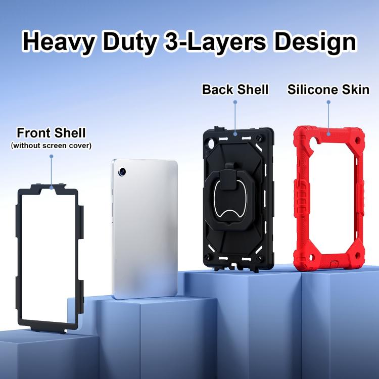 For Samsung Galaxy Tab A11 Contrast Color Robot Silicone Hybrid PC Tablet Case