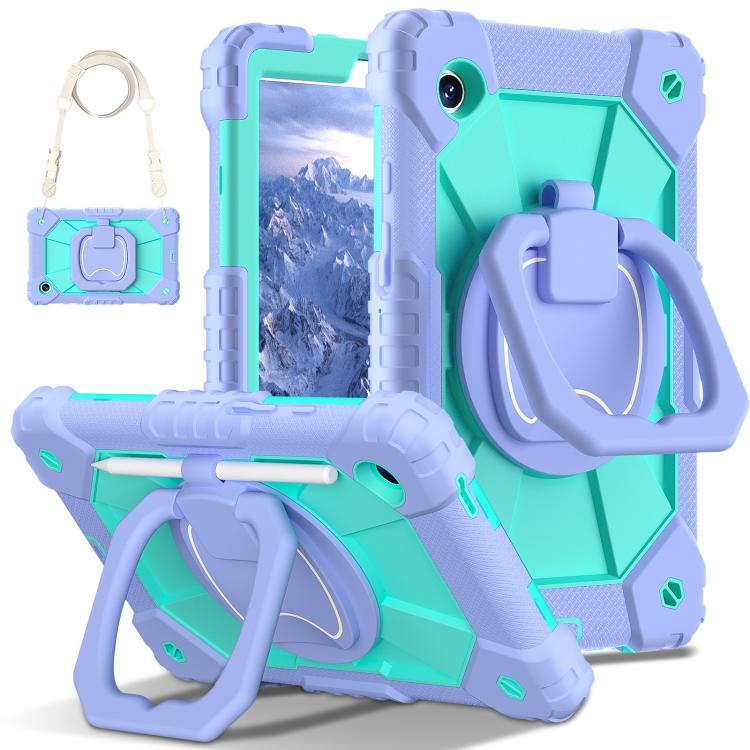 For Samsung Galaxy Tab A11 Contrast Color Robot Silicone Hybrid PC Tablet Case
