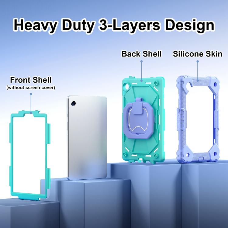 For Samsung Galaxy Tab A11 Contrast Color Robot Silicone Hybrid PC Tablet Case