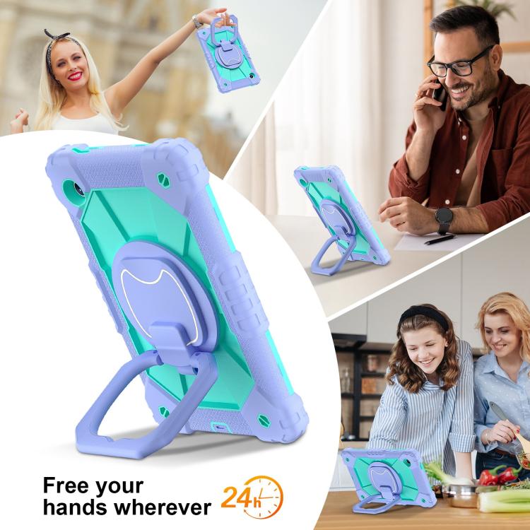 For Samsung Galaxy Tab A11 Contrast Color Robot Silicone Hybrid PC Tablet Case
