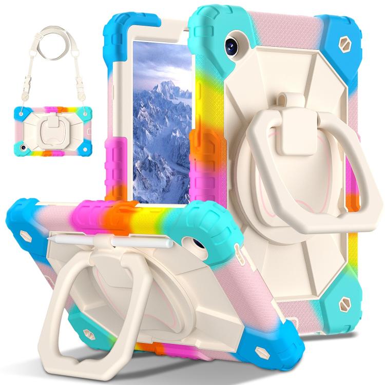 For Samsung Galaxy Tab A11 Contrast Color Robot Silicone Hybrid PC Tablet Case